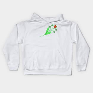 Flower with a heart-shaped bud. Interesting design, modern, interesting drawing. Hobby and interest. Concept and idea. Kids Hoodie